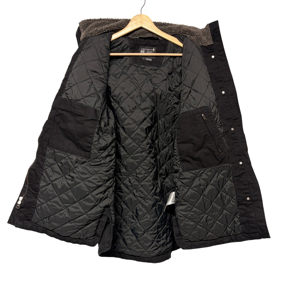 Carhartt Loose Fit Washed Duck Coat Insulated Womens L Black Street Grunge Chore - Picture 3 of 9